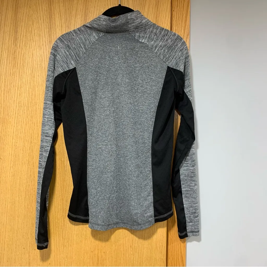 Danskin Now Gray and Black Long Sleeve Semi Fitted Quarterzip Pullover - Image 2