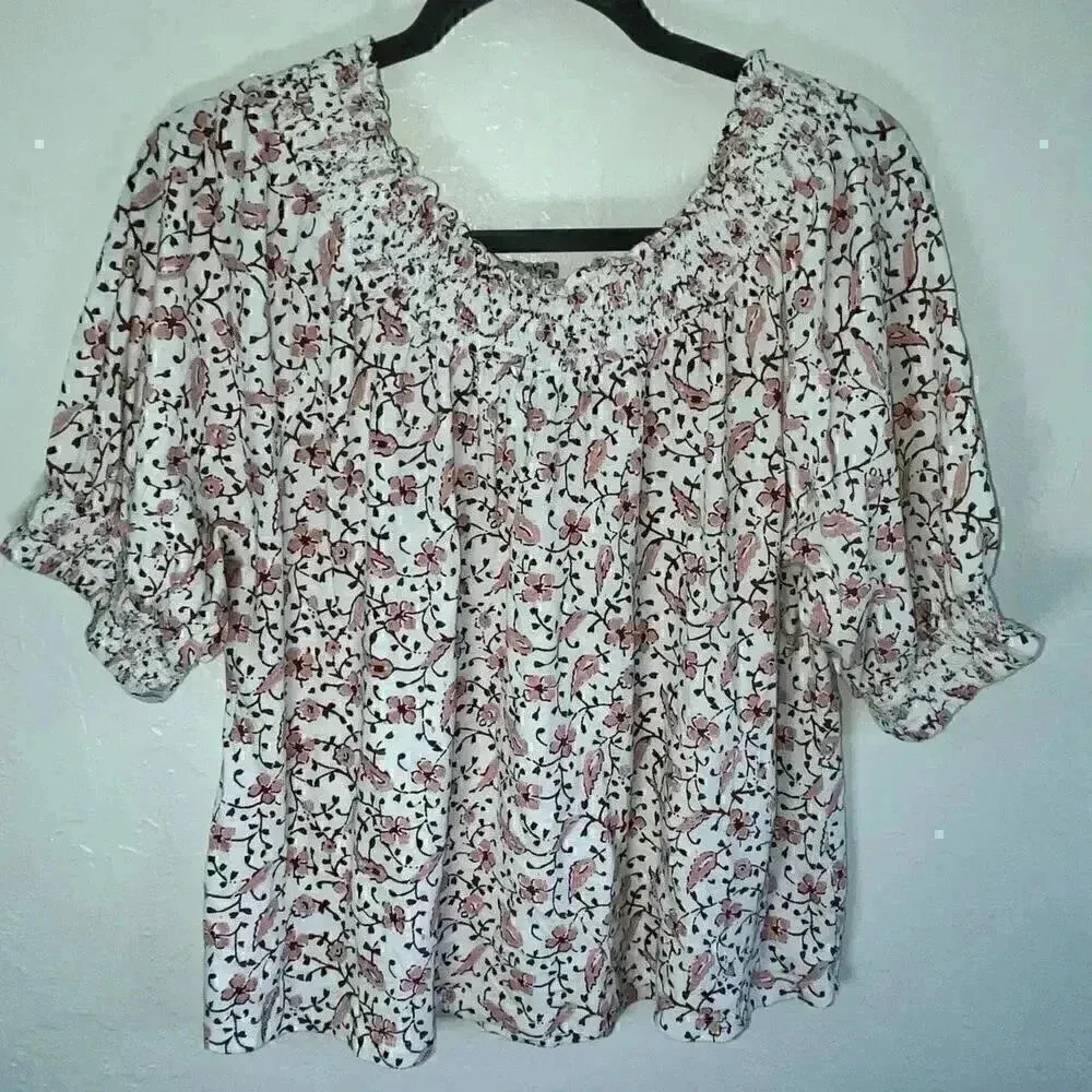 Lucky Brand Women's On or Off Shoulder Floral Peasant Top Medium‎ - Image 2