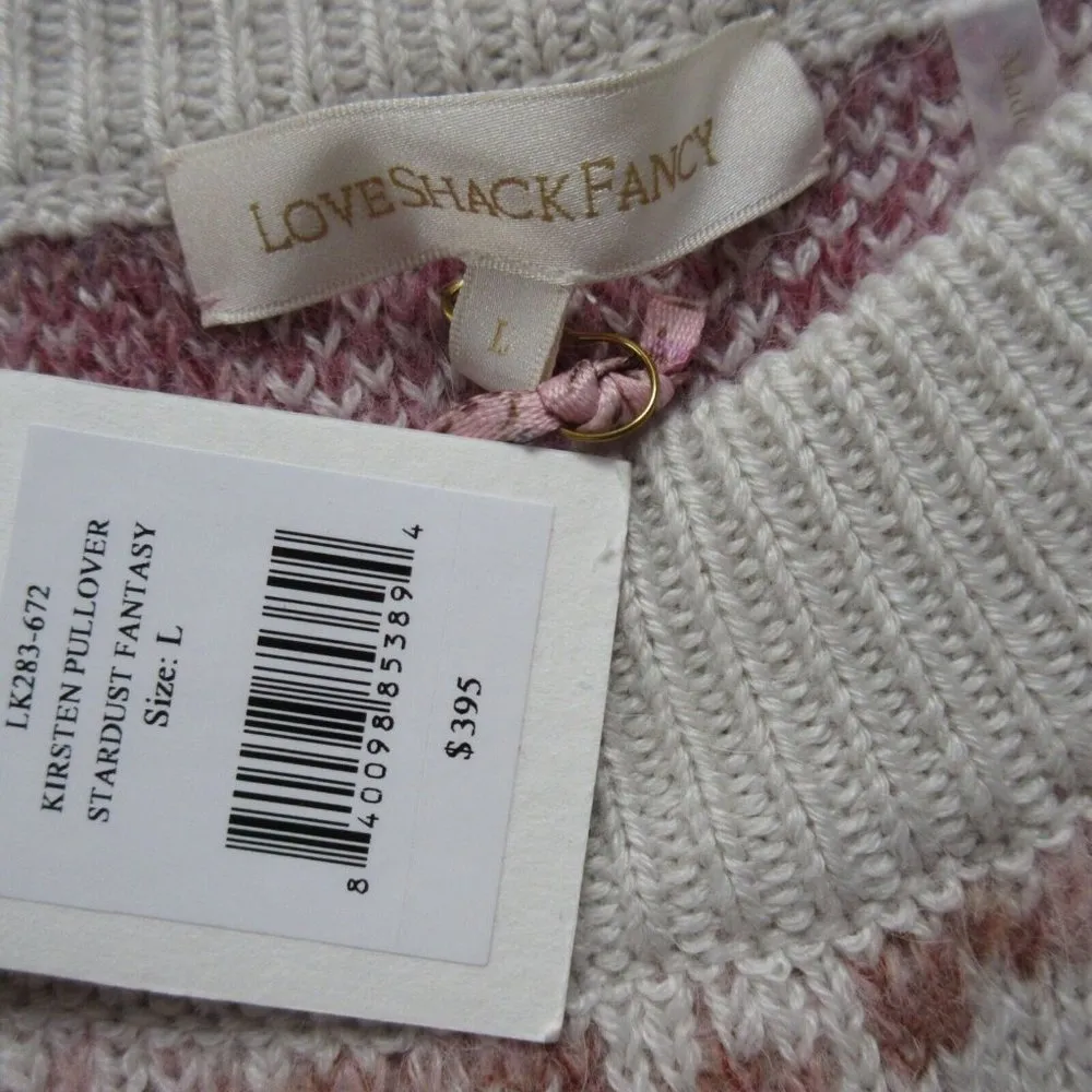 NWT LoveShackFancy Kirsten Pullover in Stradust Fantasy Knit Wool Sweater L $395 - Image 6