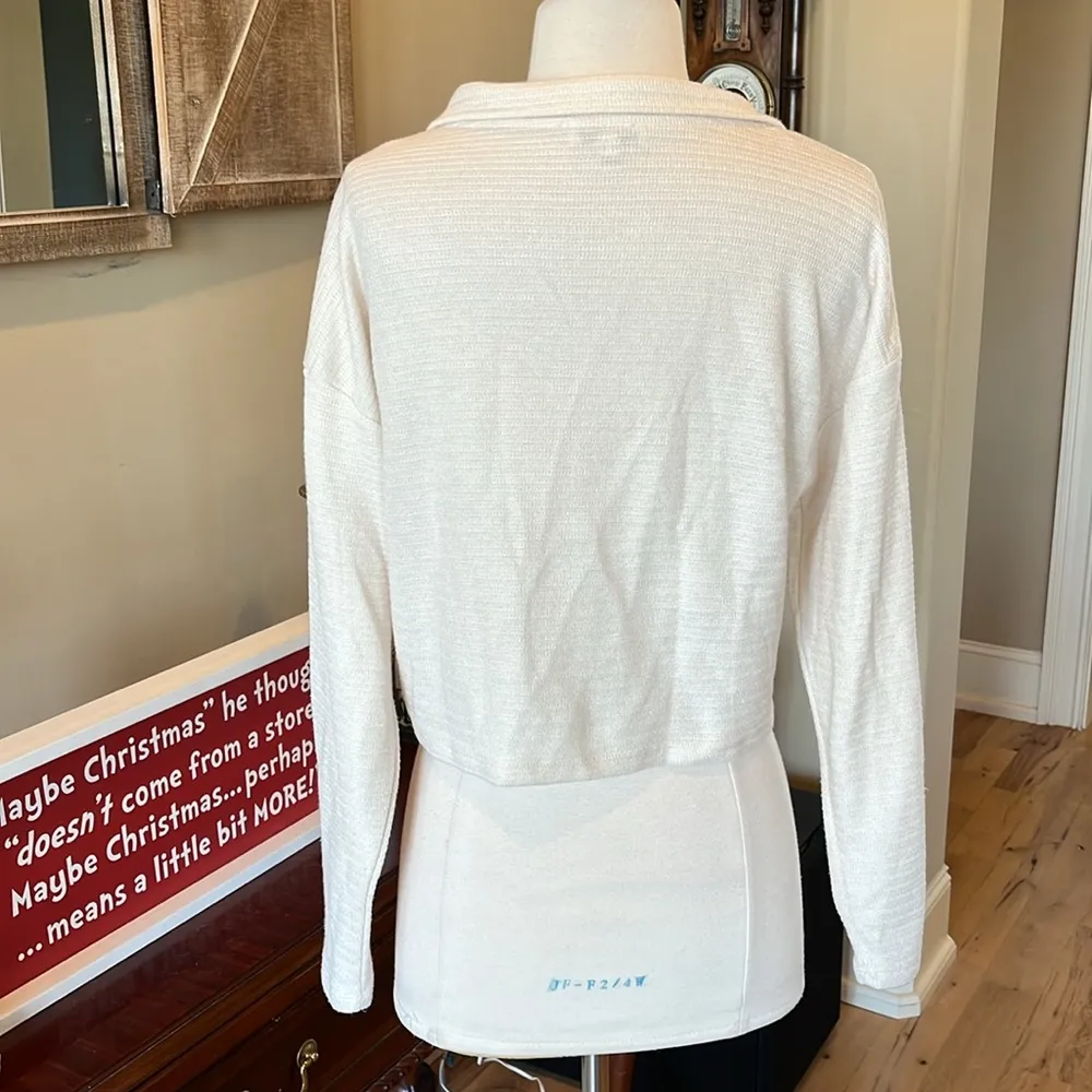 Freshman 1996 Beige Pullover Collared Top Long Sleeve Womens Medium Size undefined - Image 8