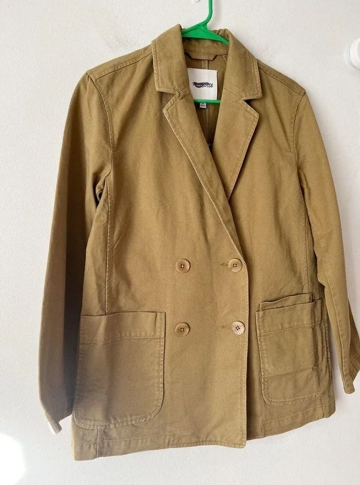 NWT Madewell Crossover Blazer In Regenerative Chino Dark Khaki Women’s Size XS - Image 6