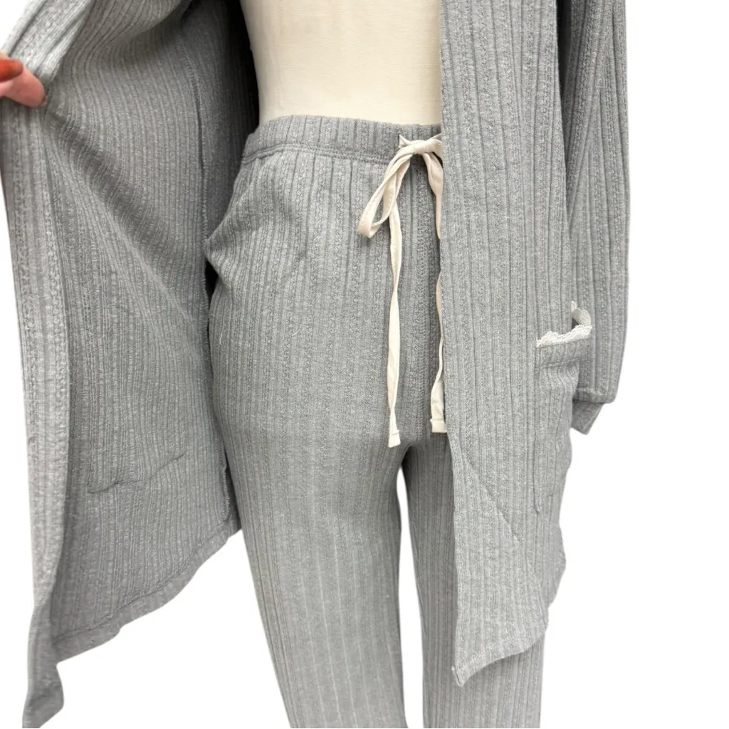 Blu Pepper Gray Ribbed Knit Lounge Set Small, NWT, Cozy Life Cardigan and Pants - Image 6