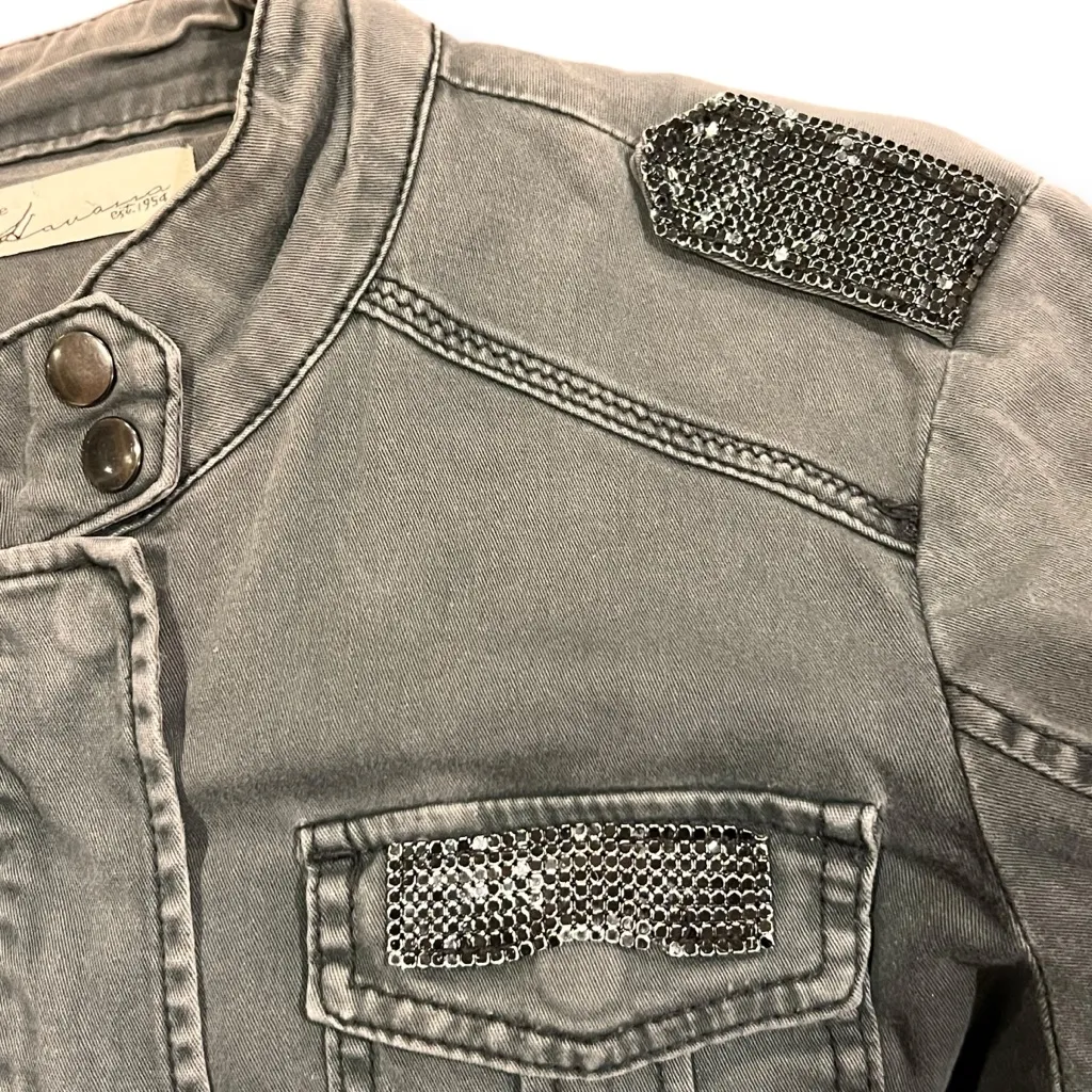 Vintage Havana Y2K Long Sleeve Snap Military Denim Jacket Olive Womens M A-7 - Image 3