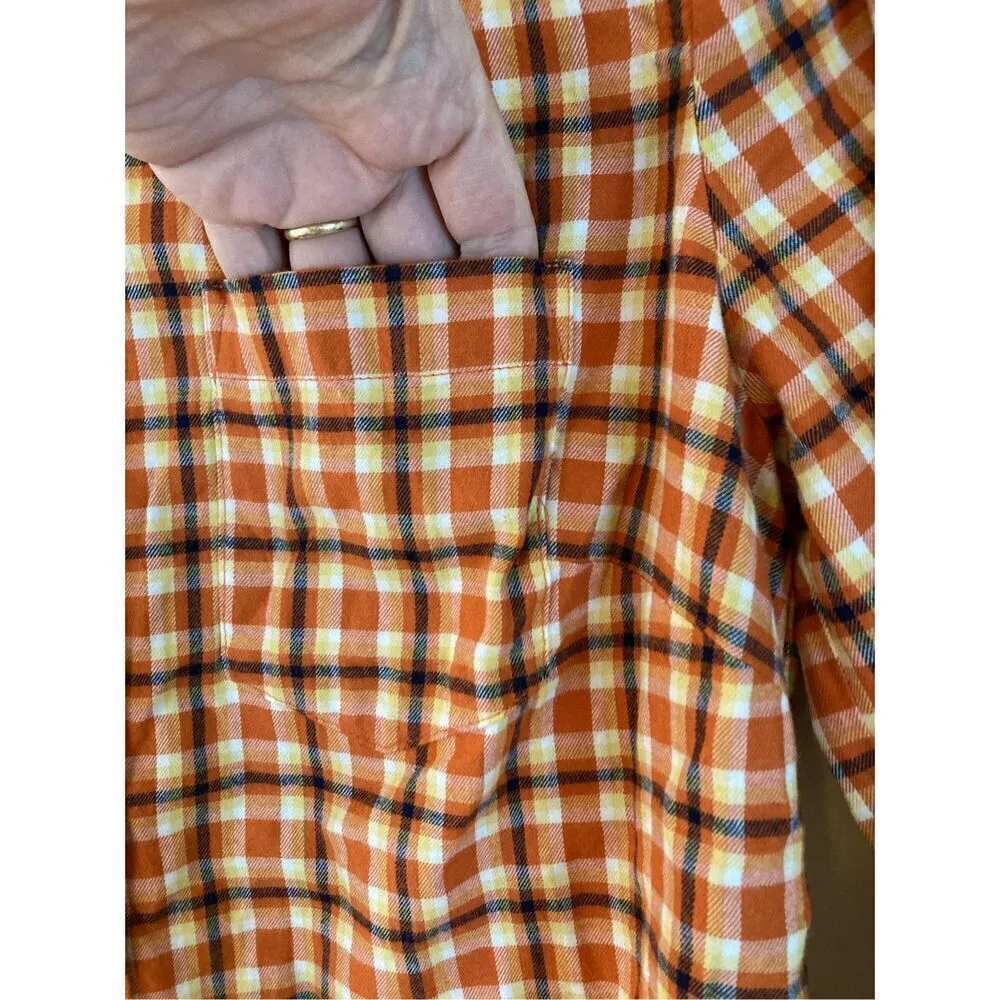 J.‎ Crew Factory Plaid Flannel Shirt Size XS (B5) NWT Orange - Image 3