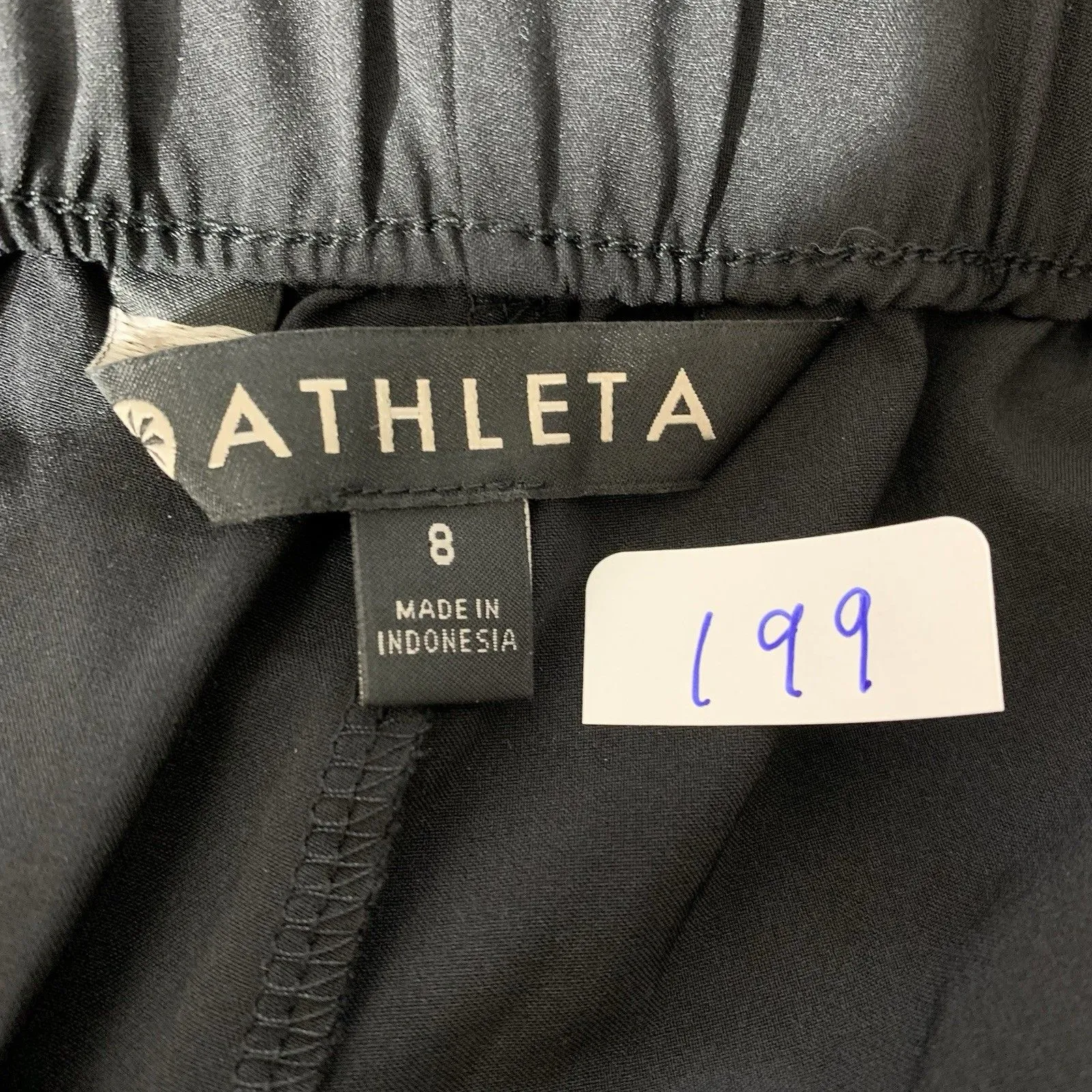 Athleta Women’s Paperbag Waist Pants Size 8 Black Tie Belt Tapered Fit Inseam 28 - Image 4