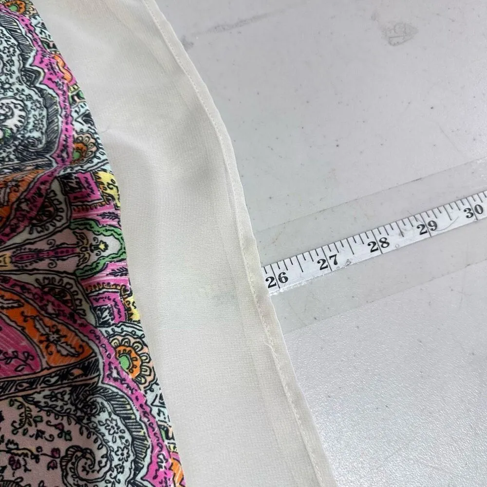 Daniel Rainn Women Sleeveless Paisley Floral Colorful Chiffon Blouse Medium Whit - Image 5