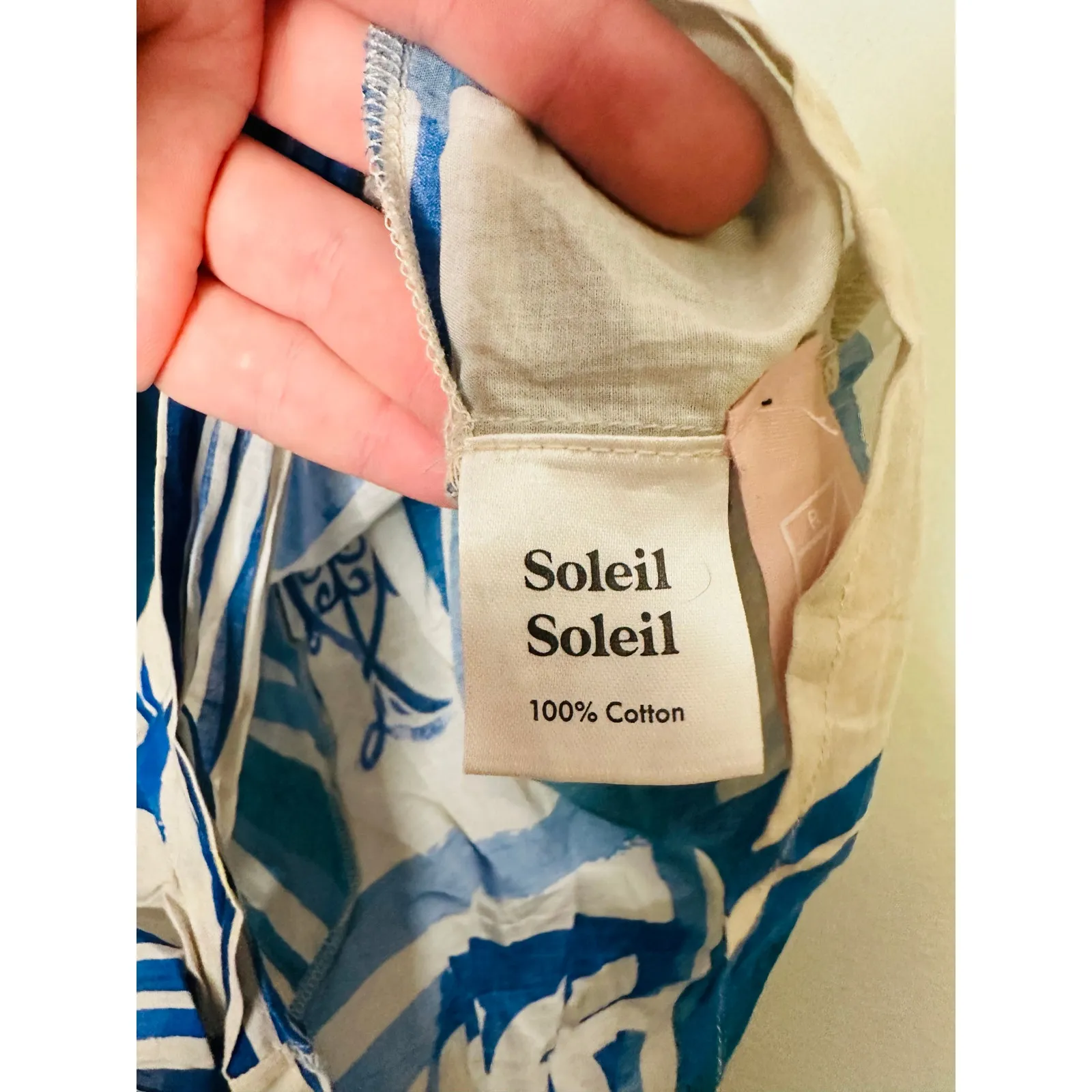 SOLEIL SOLEIL Blue Graphic Print 100% Cotton Pull - Image 8
