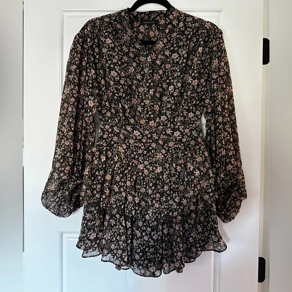 Olivaceous Floral Print Ruffle Mini Dressss Size S - Image 2