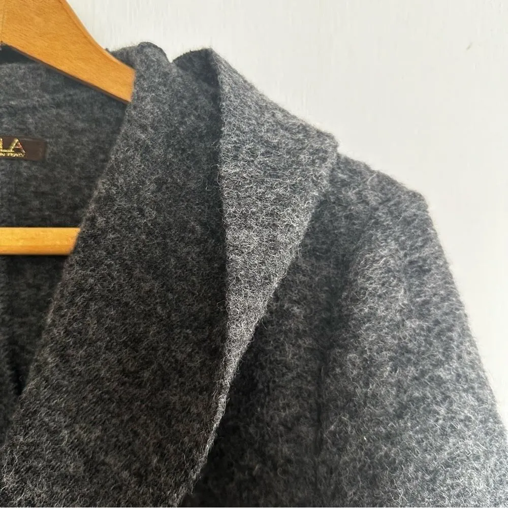 Lola Made in Italy Wool Jacket Hood Large Gray - Image 3