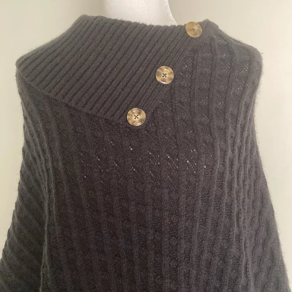 Lord & Taylor Sweater Poncho Black Size undefined - Image 2