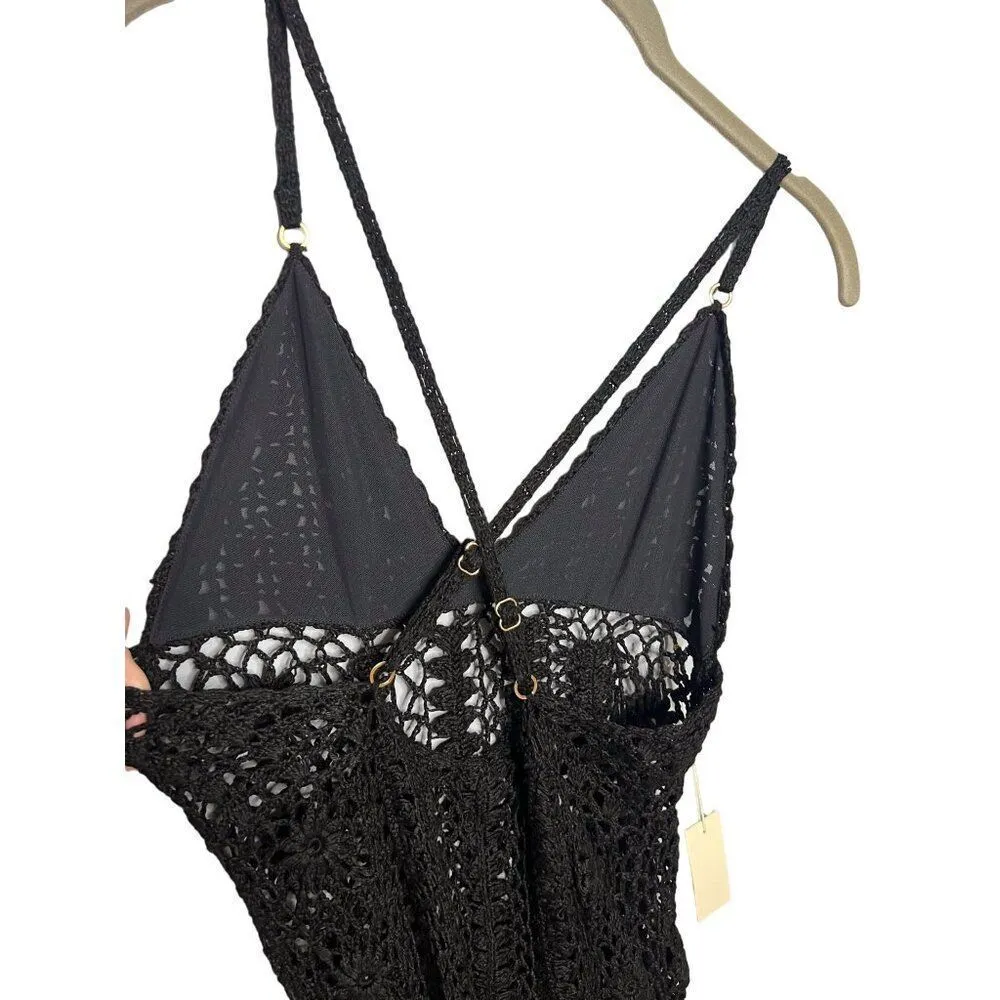 NWT Anthropologie Flook the Label Ayla Dress Black Crochet‎ Maxi Coverup Small - Image 5