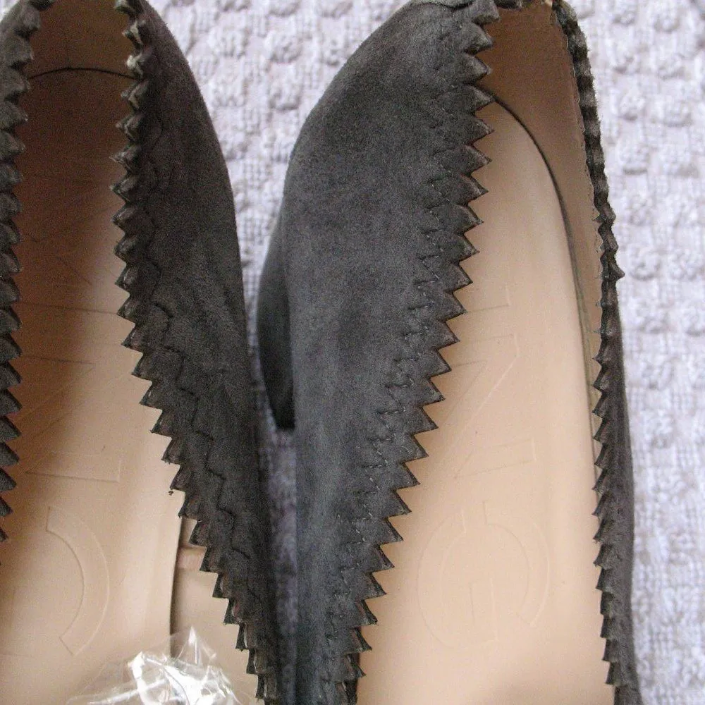 Mango Womens 7 Gray Suede Block Heel Shoes - Image 9