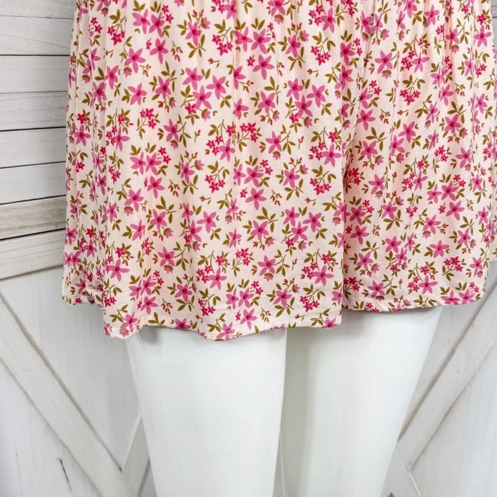 Soho Lady Floral Smocked High Waist Skort Shorts Pink Medium - Image 6
