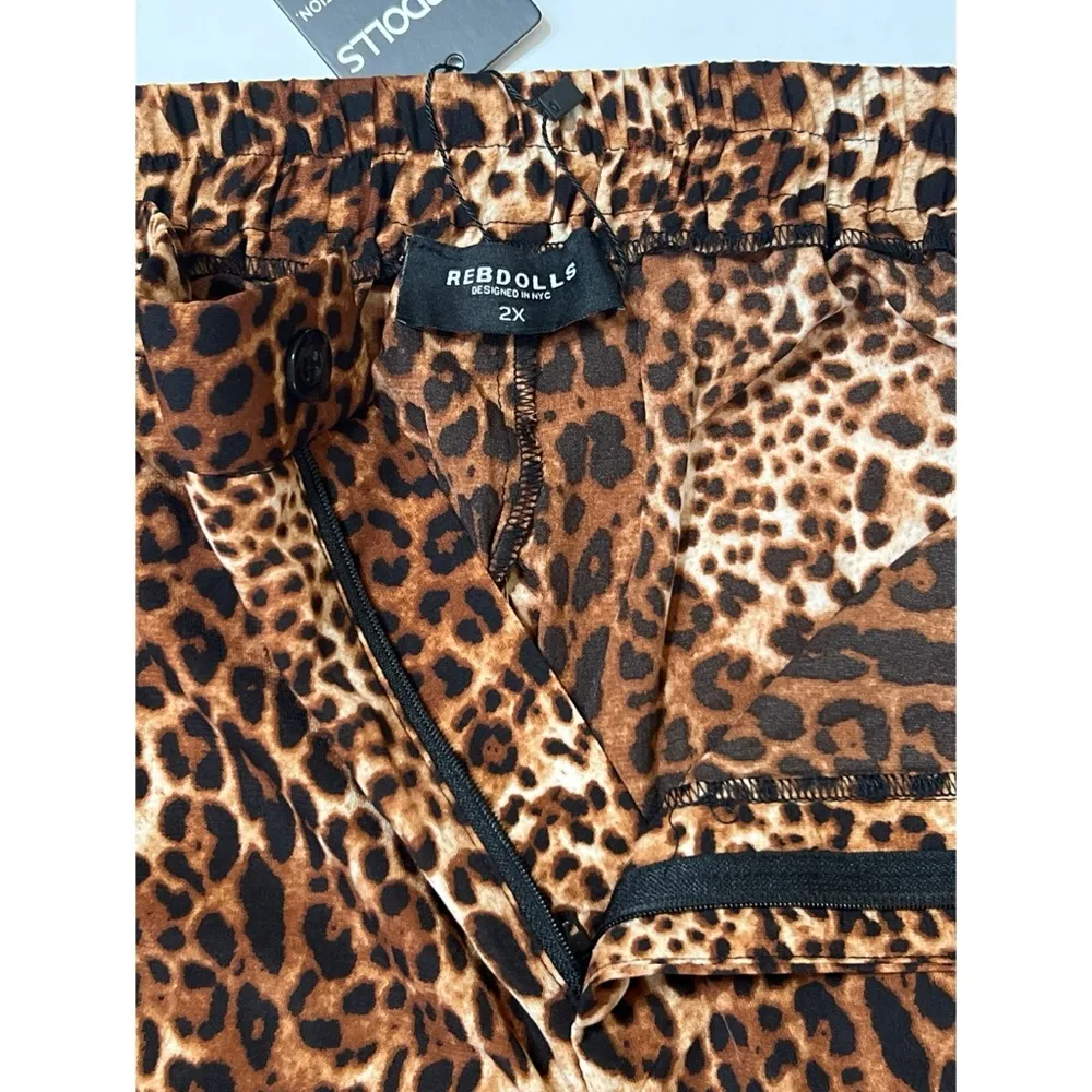 Rebdolls " Mind On You" Leopard Wide Leg Pants Sz 2X Women - Image 8