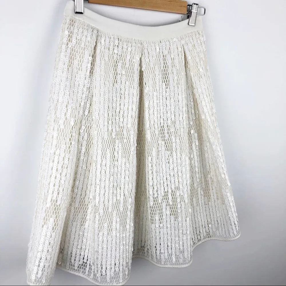 NWT Endless Rose Pleated White Sequin Flirty A-Line Cocktail Party Skirt Small - Image 7