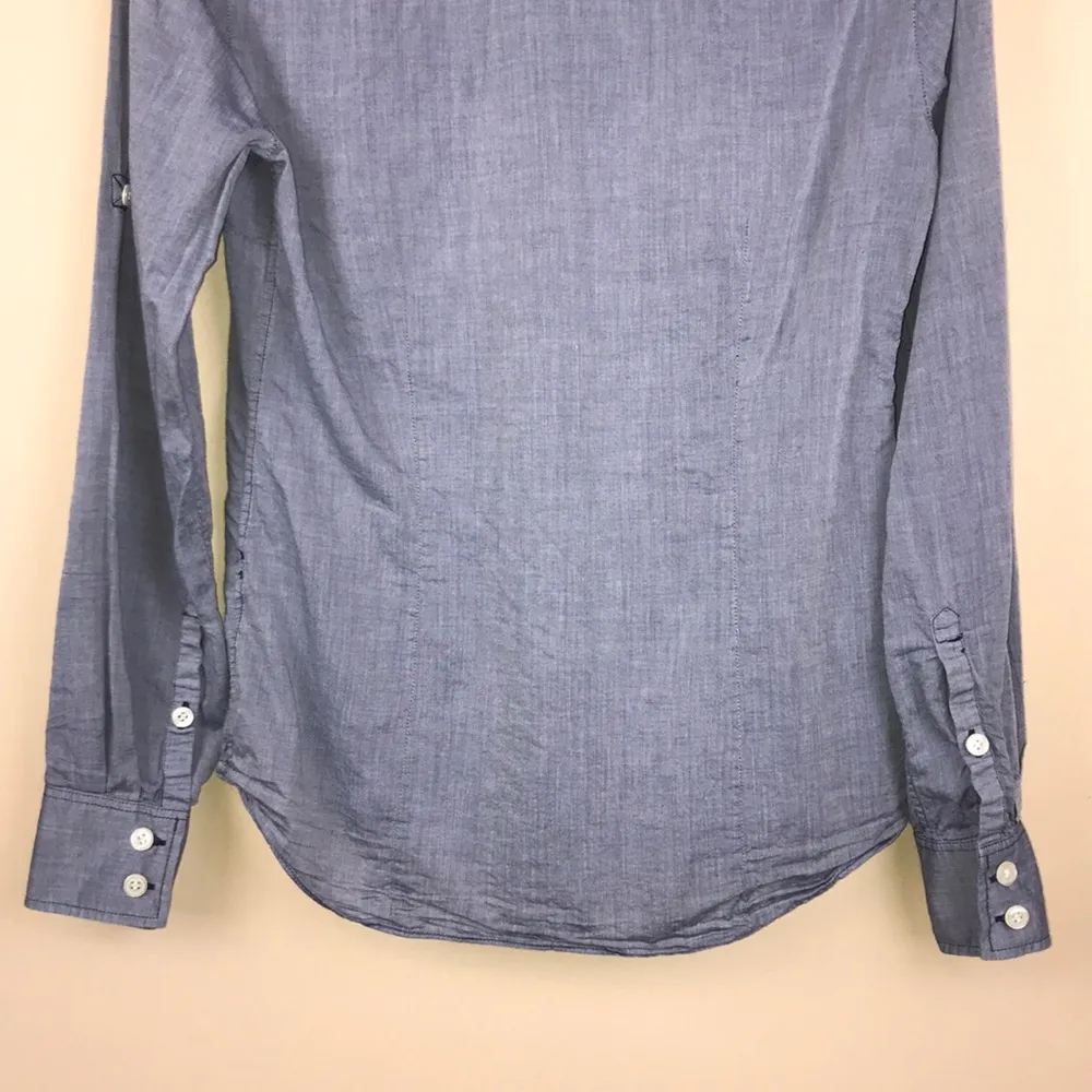 J. Crew Women’s Blue Chambray Button-Up Long Sleeve Shirt - Image 8