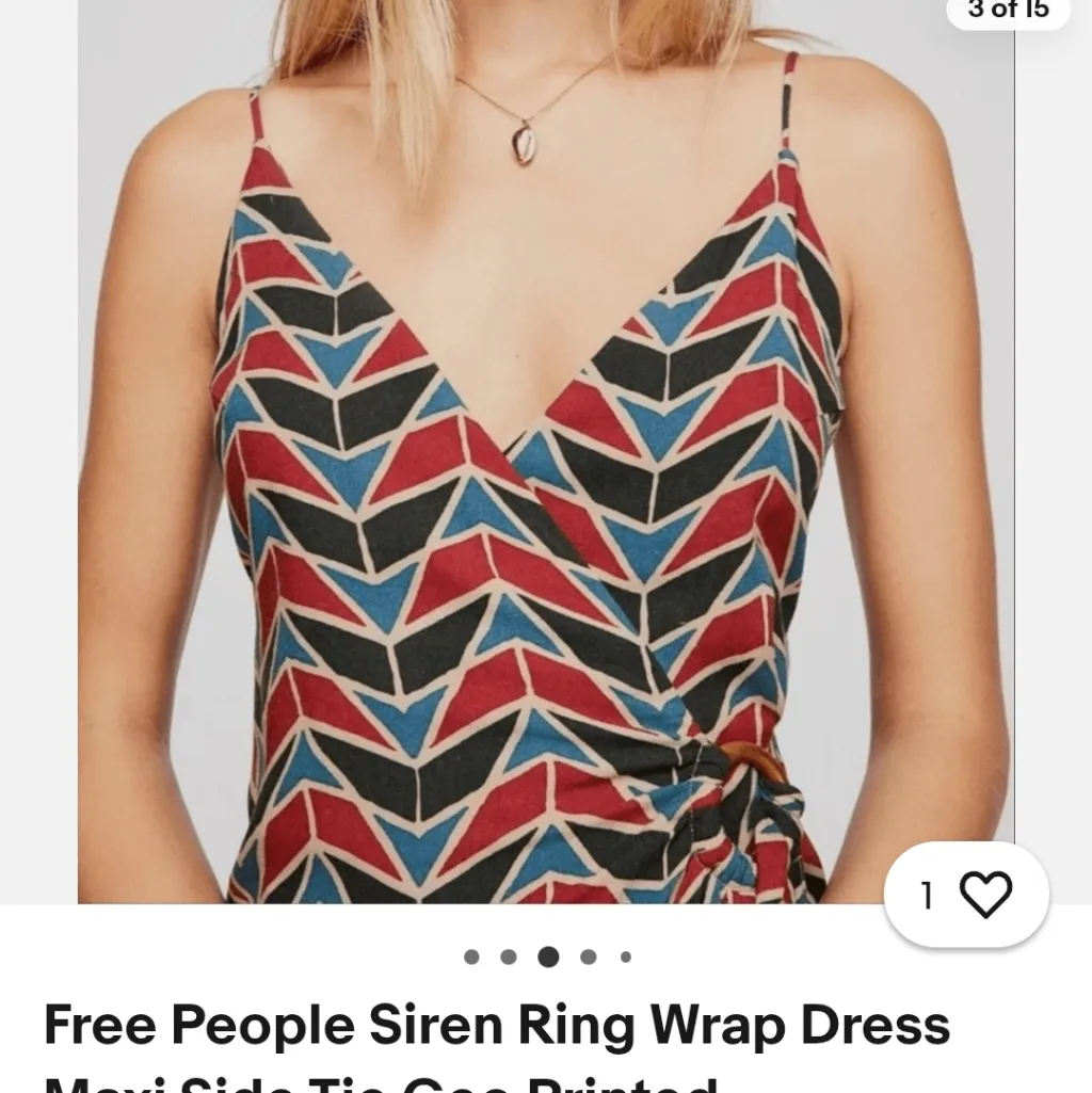 Free People  Geo Printed Maxi Dress Size Medium Siren  Ring Wrap - Image 5