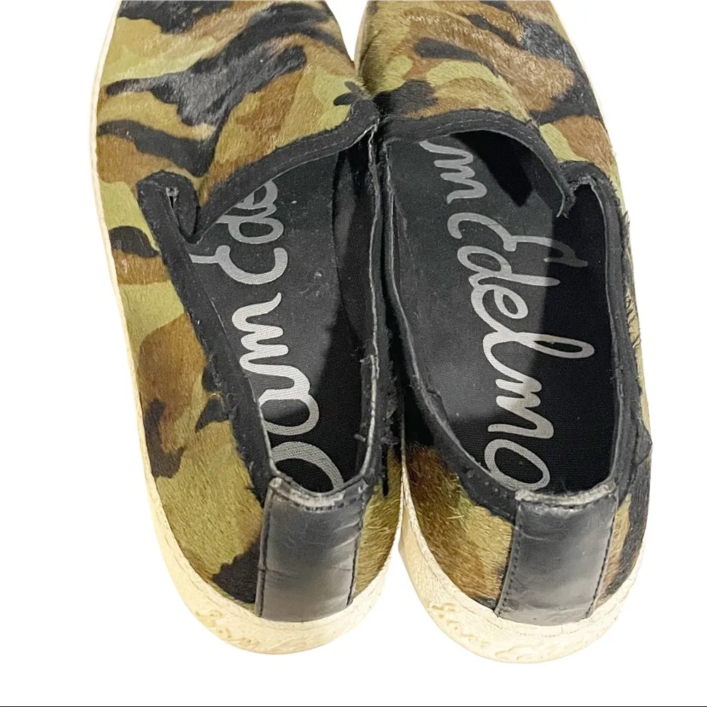 Sam Edelman Size 8.5 Green Fur Camouflage Low Top Slip on Sneaker - Image 4