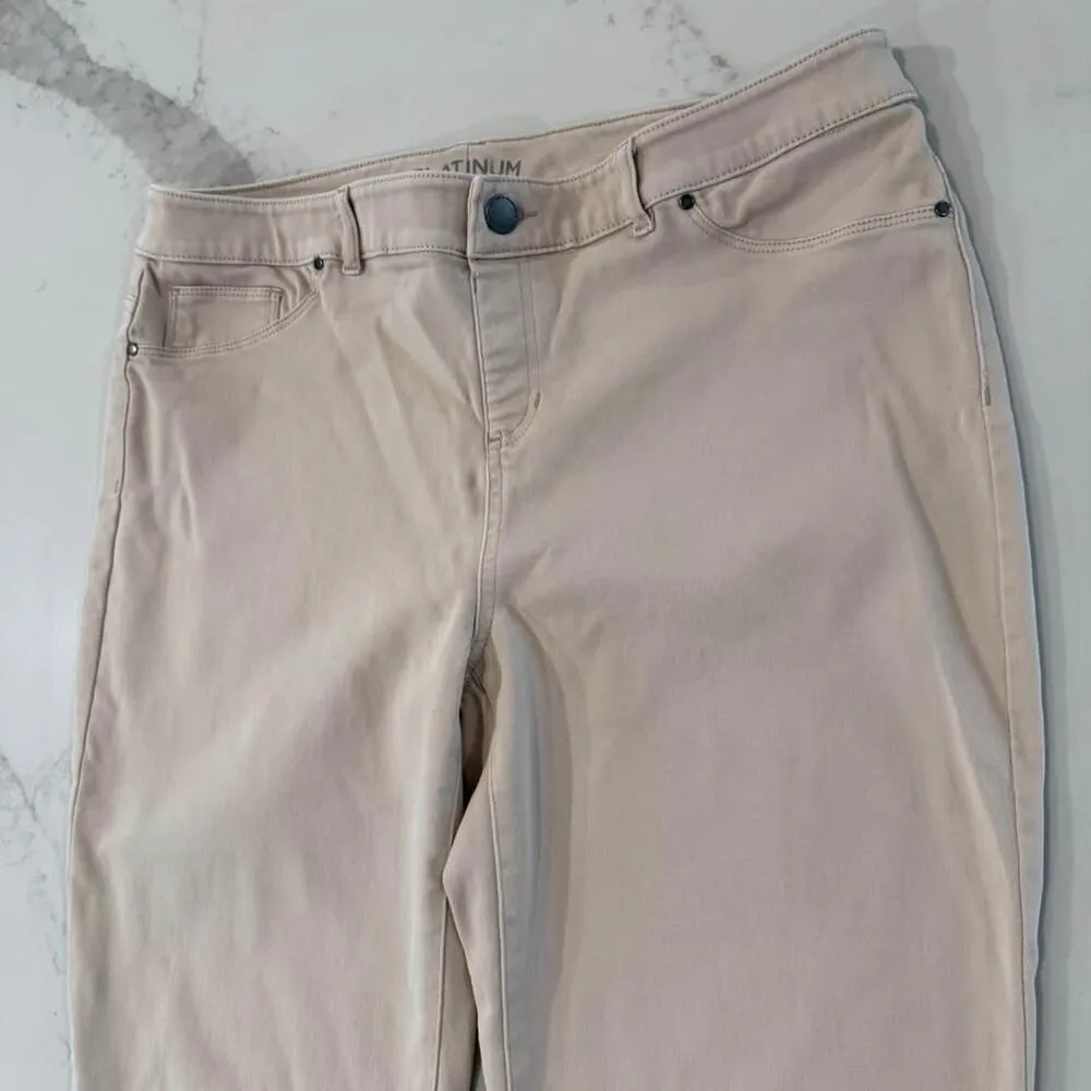 Chico’s Platinum Denim Ankle Jeans Womens Size 28” StraightLeg Blush Pink/Beige - Image 3