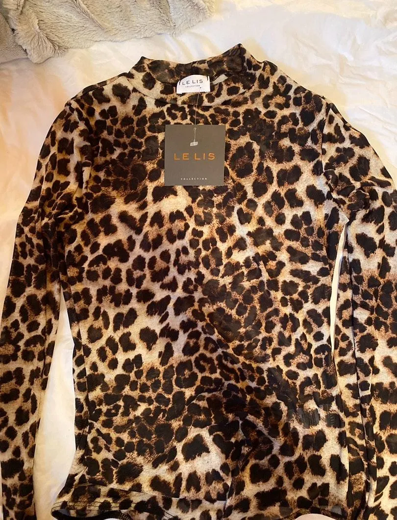 Tobi NWT Leopard Mesh Bodysuit - Image 3