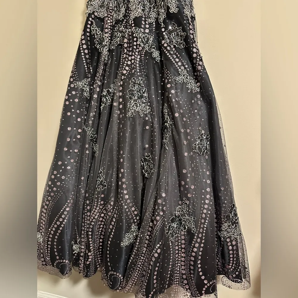 Jovani mesh glitter embellished full length gown dress prom inaugural ball - Image 12