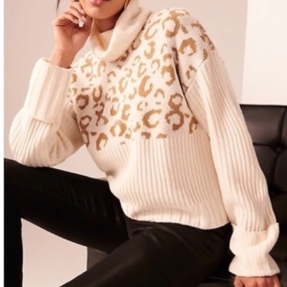 Nine West Leopard Print Turtleneck Sweater - Image 2
