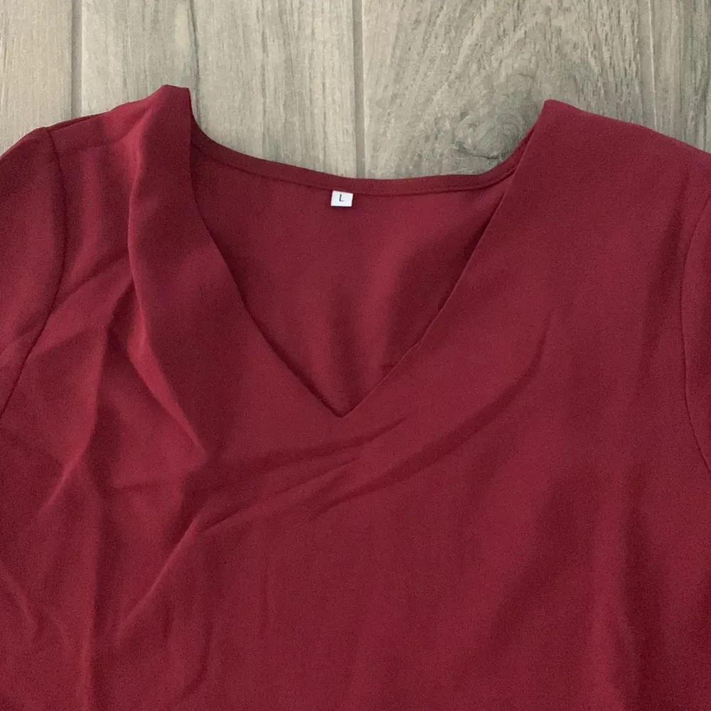 Burgundy long sleeve baby doll dress Size L - Image 3