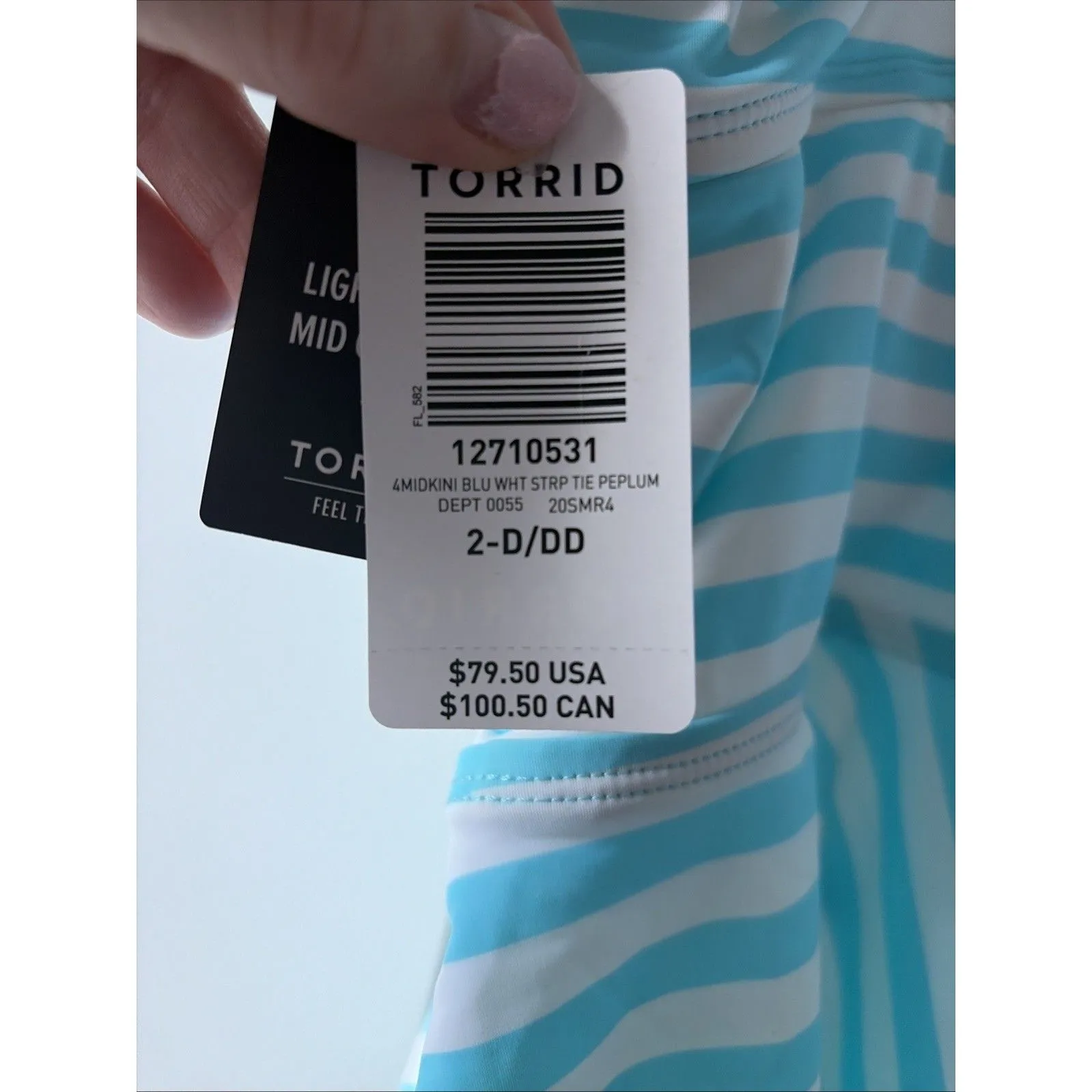 Torrid Blue and White Striped Swim Top Tankini Size 2 D/DD Women's Plus - Image 6