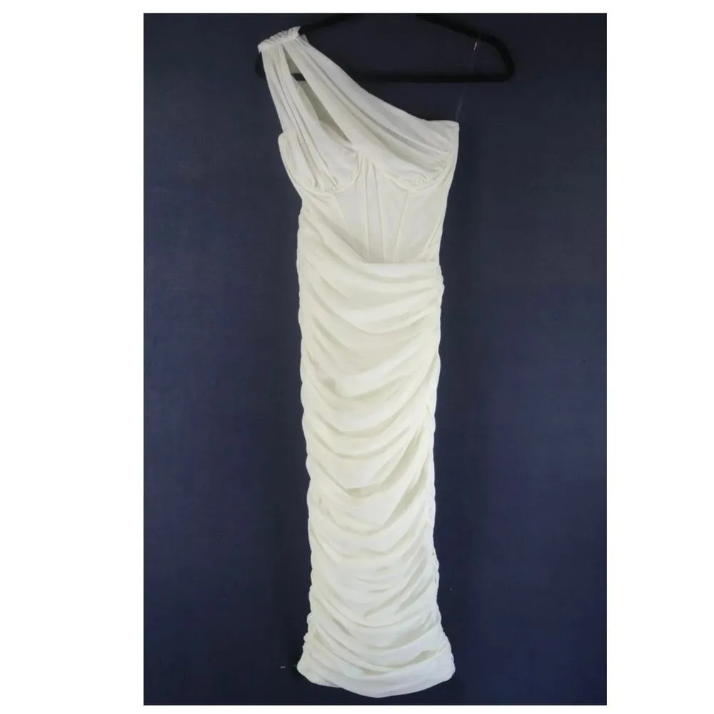 House of CB Valentina Ivory Asymmetric Cutout Midi Dress, A74 - Image 13