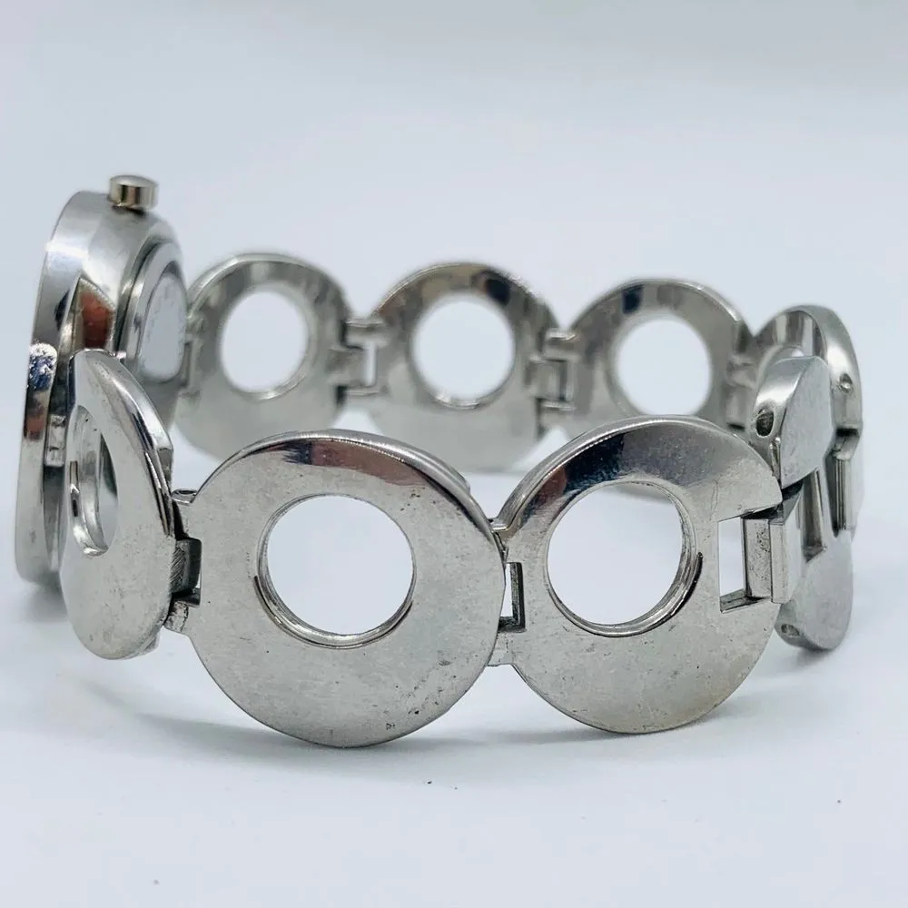 Platinum Edge 32mm case   ladies silver tone analog wrist watch 7”-7.5”w/battery - Image 3