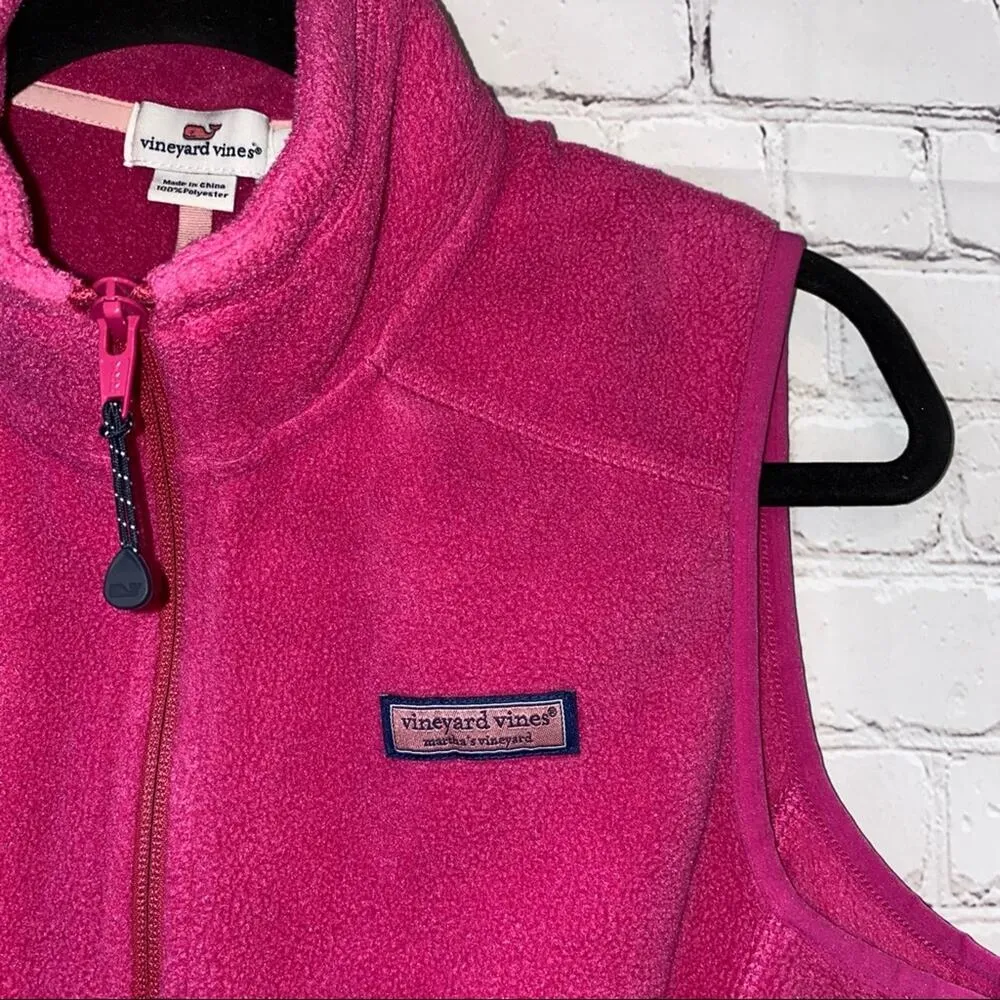 Vineyard Vines Hot Pink Full Zip Fleece Vest - Image 2