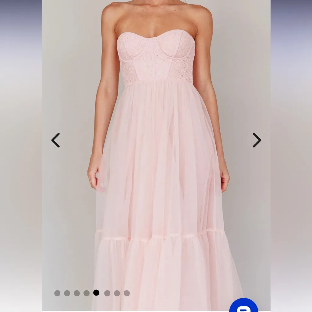 Selfie Leslie Gown Strapless 
Dancing With Me Sweetheart Tulle Midi Dress Pink - Image 16