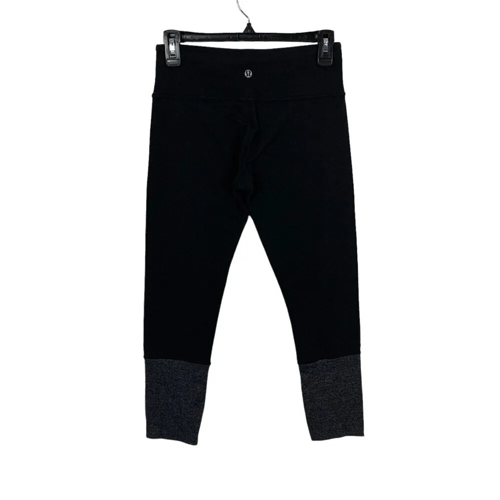 Lululemon Crop Leggings Black Gray Colorblock High Rise Athletic 6 - Image 4