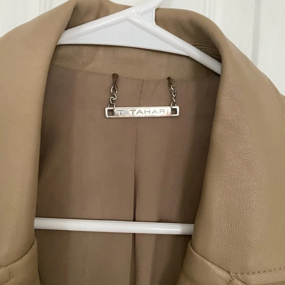 T. Tahari Faux Leather Trench Coat | Tan - Image 2