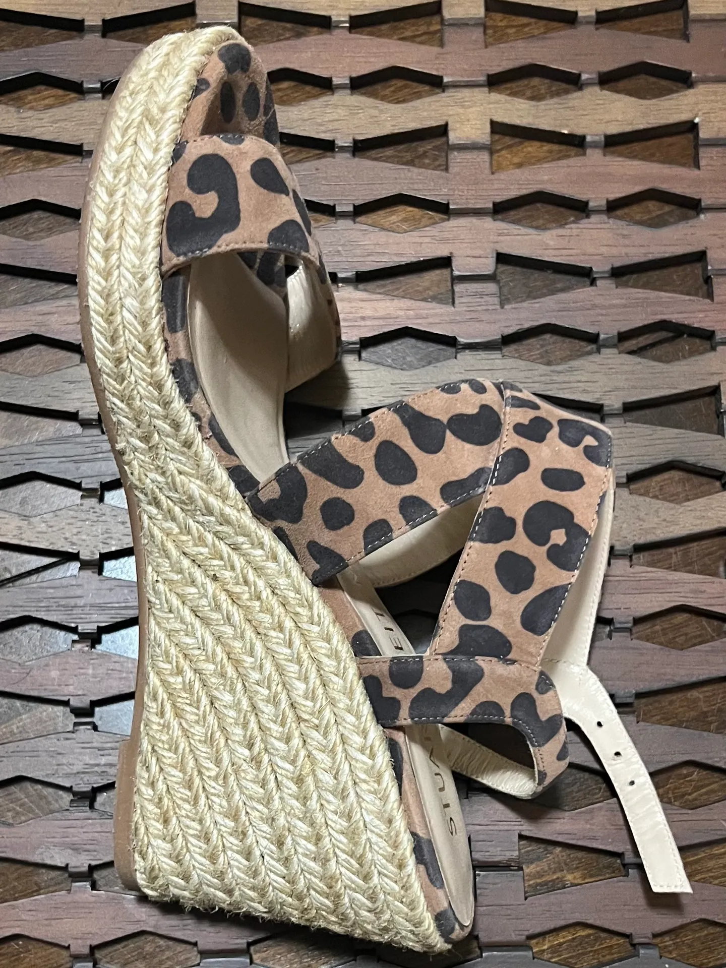 Leopard Print Ellete Wedge Sandals - Image 3