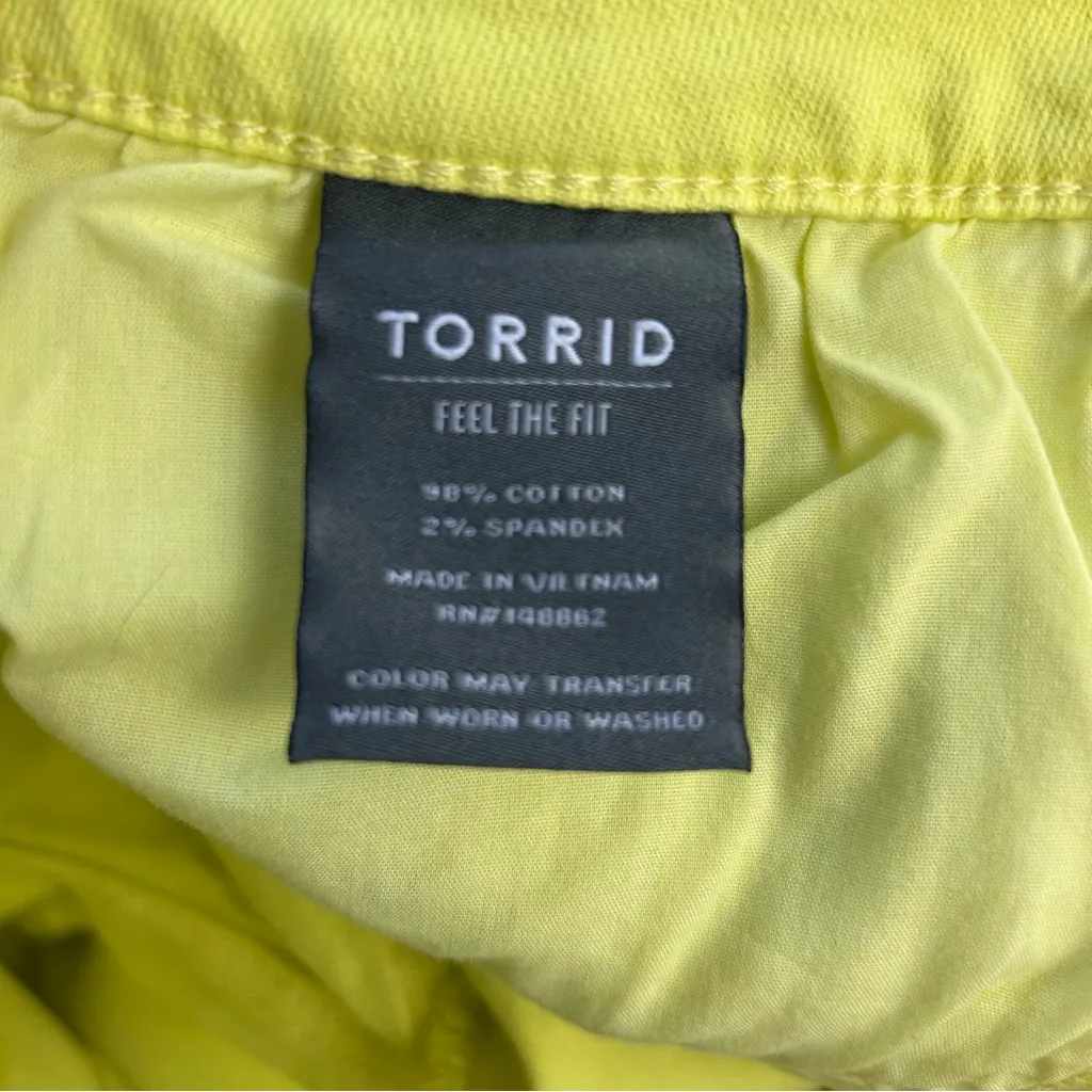 NEW Torrid Bright Yellow Button Fly Raw Hem Denim Shorts Size 16 - Image 9