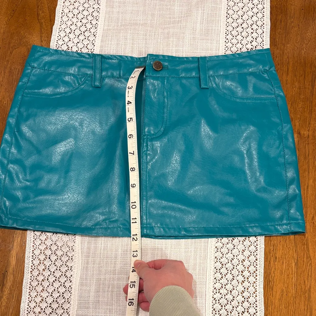 Vega Jeans Pleather Micro Mini Skirt Blue Size undefined - Image 5
