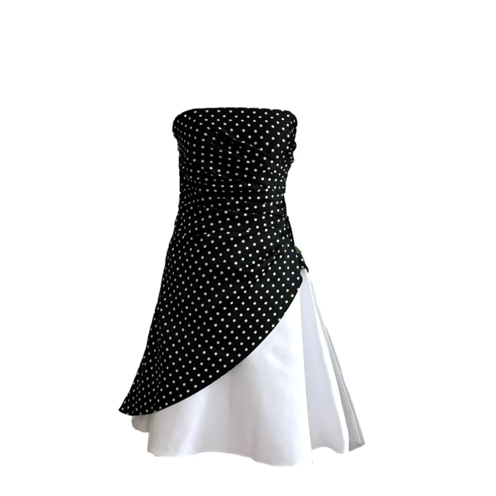 Onyx Nite Dress Black White Polka Dot Strapless Tulle Fit Flare Prom Size 3/4 - Image 12