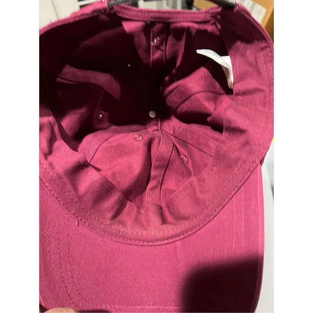 VICTORIA'S SECRET PINK BURGUNDY GOLD LOGO BASEBALL HAT CAP SPORTS ADJUSTABLE - Image 3