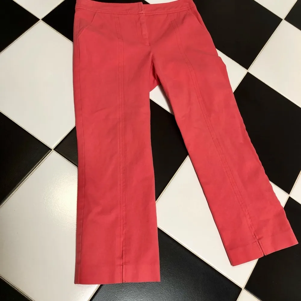 TRINA TURK North Beach Front Slit Cropped Pants Coral Salmon Pink Orange sz 6 - Image 6