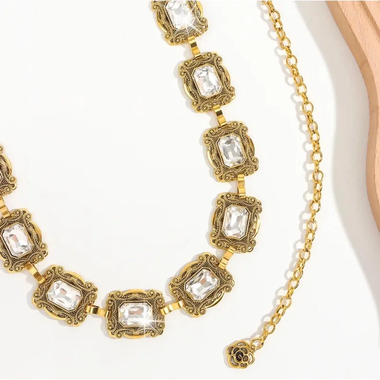 Vintage Gold Waist Chain Belt‎ with Rhinestone Gems Crystal Chain Adjustable - Image 4