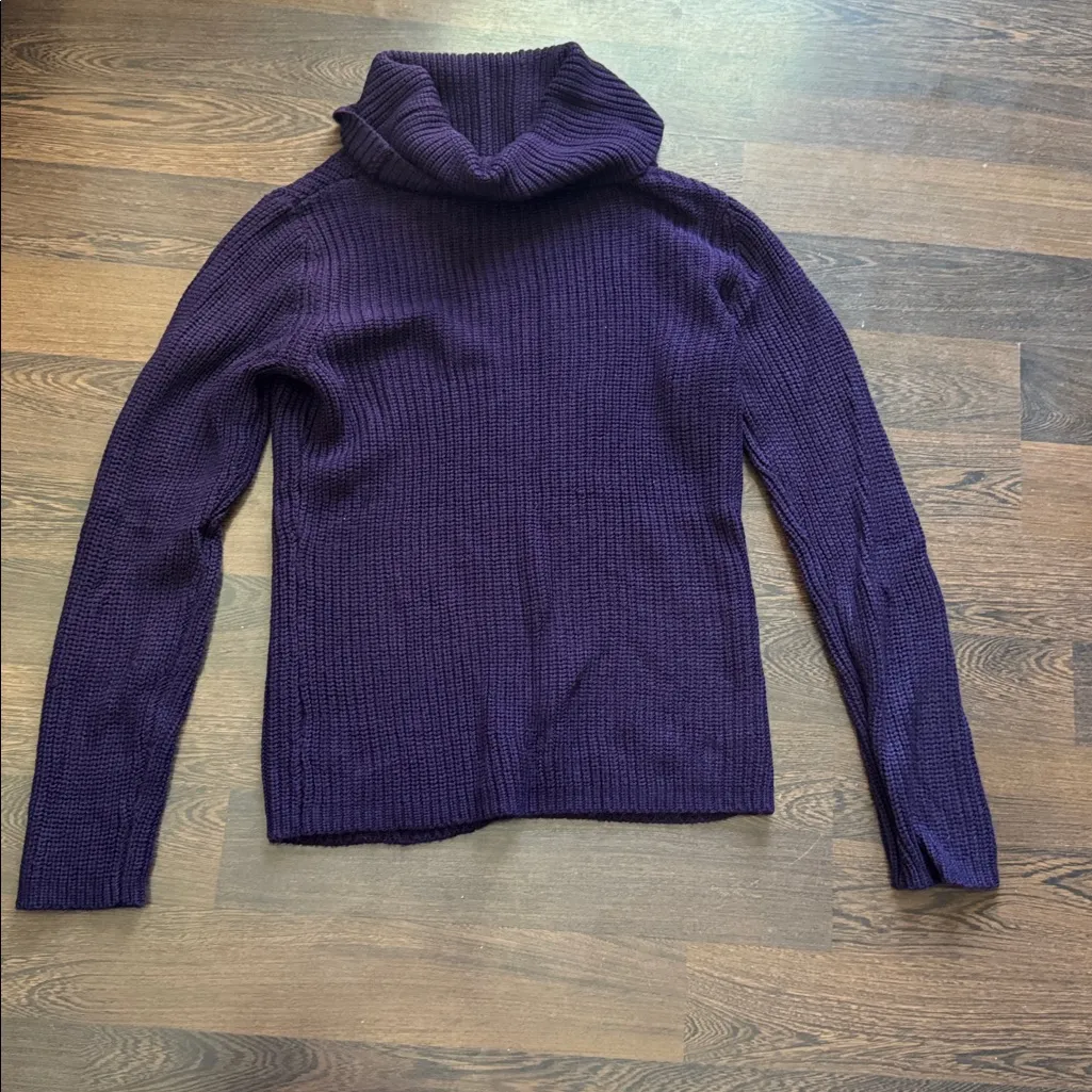 The Limited Knit Fold Over Turtleneck Purple XL - Image 3
