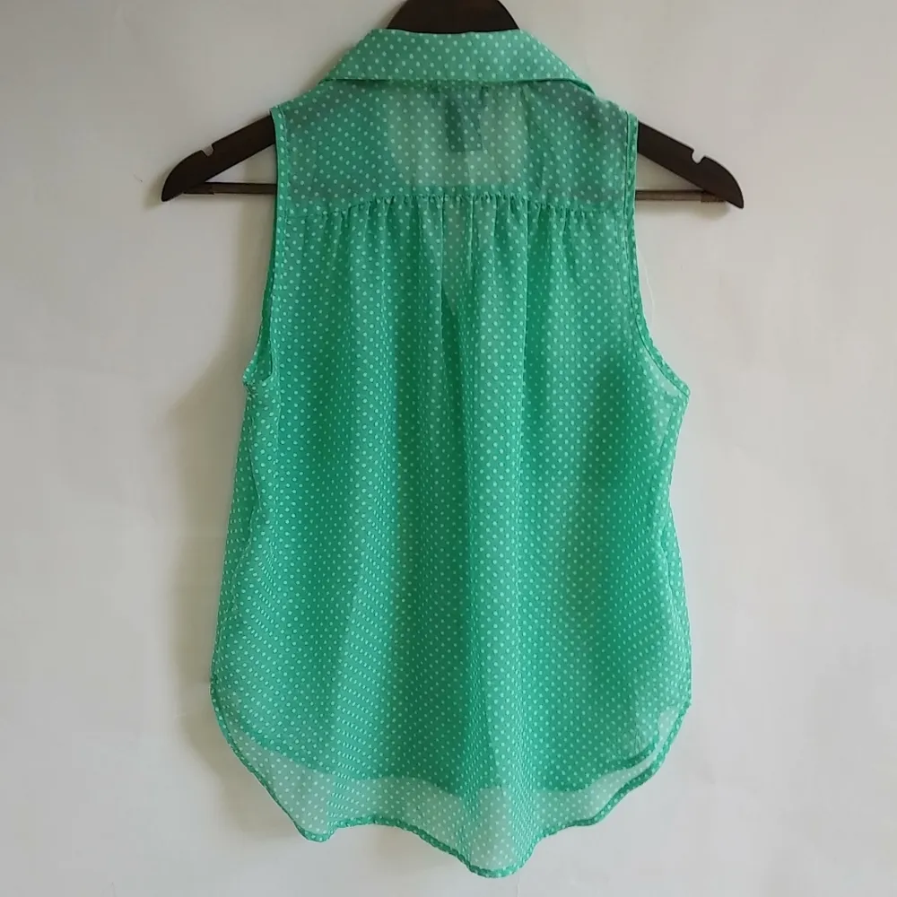Wet Seal S Green Sleeveless Polka Dot Top - Image 5