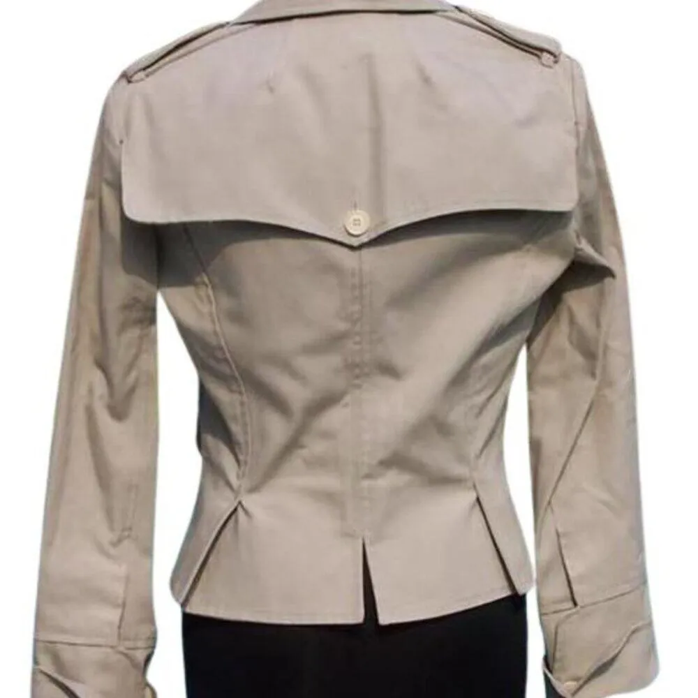 Cache Beige Denim Front Zipper Top Jacket Unique Back Stretch New $148 NWT - Image 6