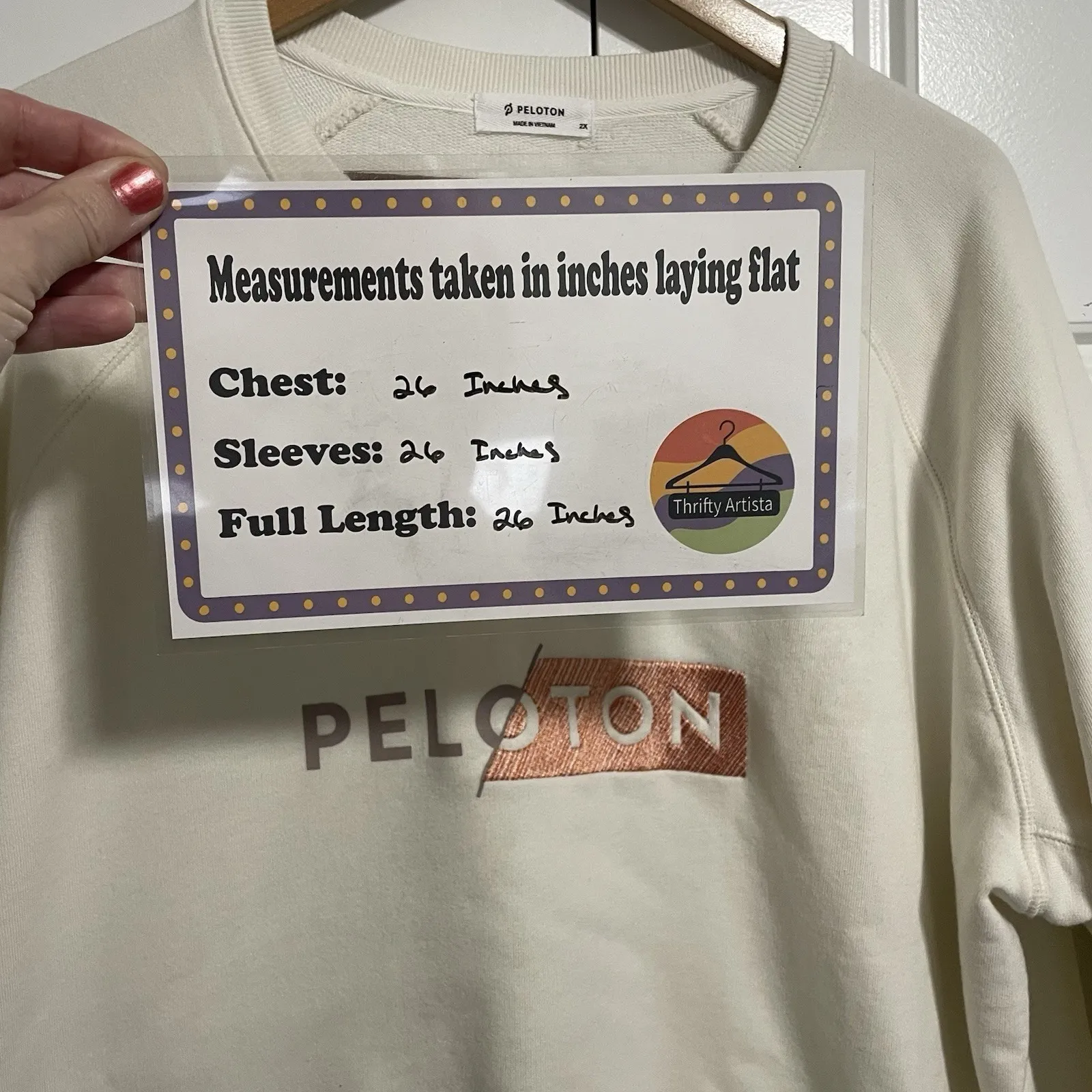 PELOTON Cream Raglan Sweatshirt Logo Pullover Athleisure Women's Size 2X - Image 2