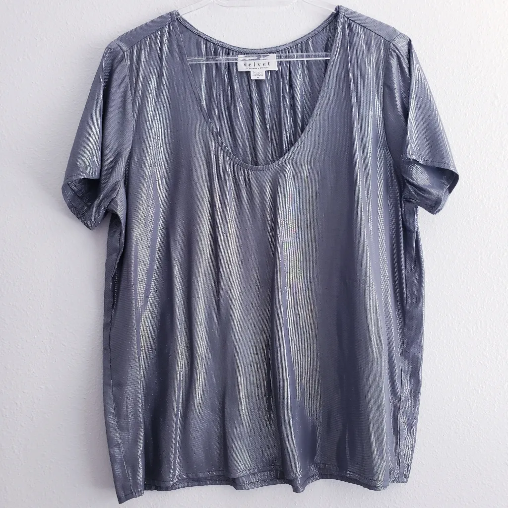 Anthroplogie Velvet By Spencer Graham Silver Shine Lightweight Blouse - Image 2