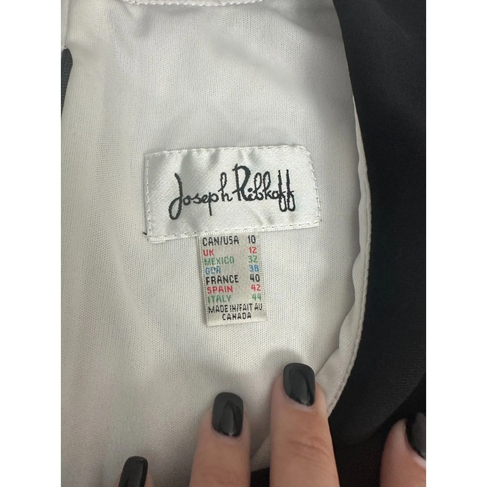 Joseph Ribkoff Black White Abstract Peplum Hip Knee Length Dress Size 10 - Image 8