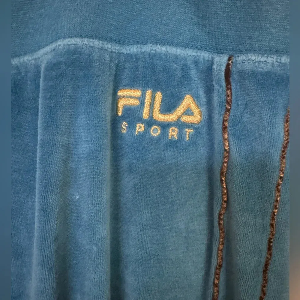FILA Sport Women’s Teal Velour Velvet Track Pants - Size XL - Image 3