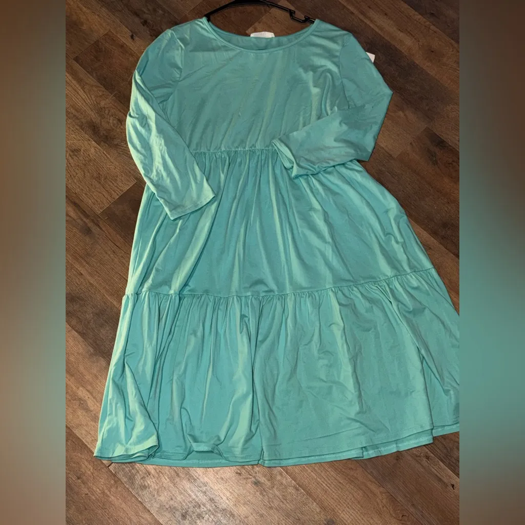 Reborn J Aqua Long Sleeve Midi Dress Size Medium Colored Mint - Image 6