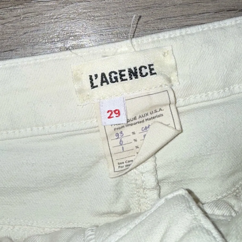 L'Agence Kendra High Rise Cropped Flare Jeans In Vintage White Sz 29 Raw‎ Hem - Image 5